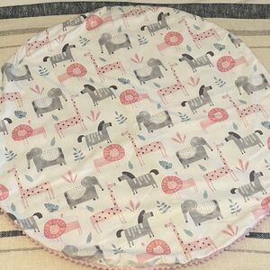 Kids Reversible Animal/Chevron Print Play Mat - Pink, Gray, & White